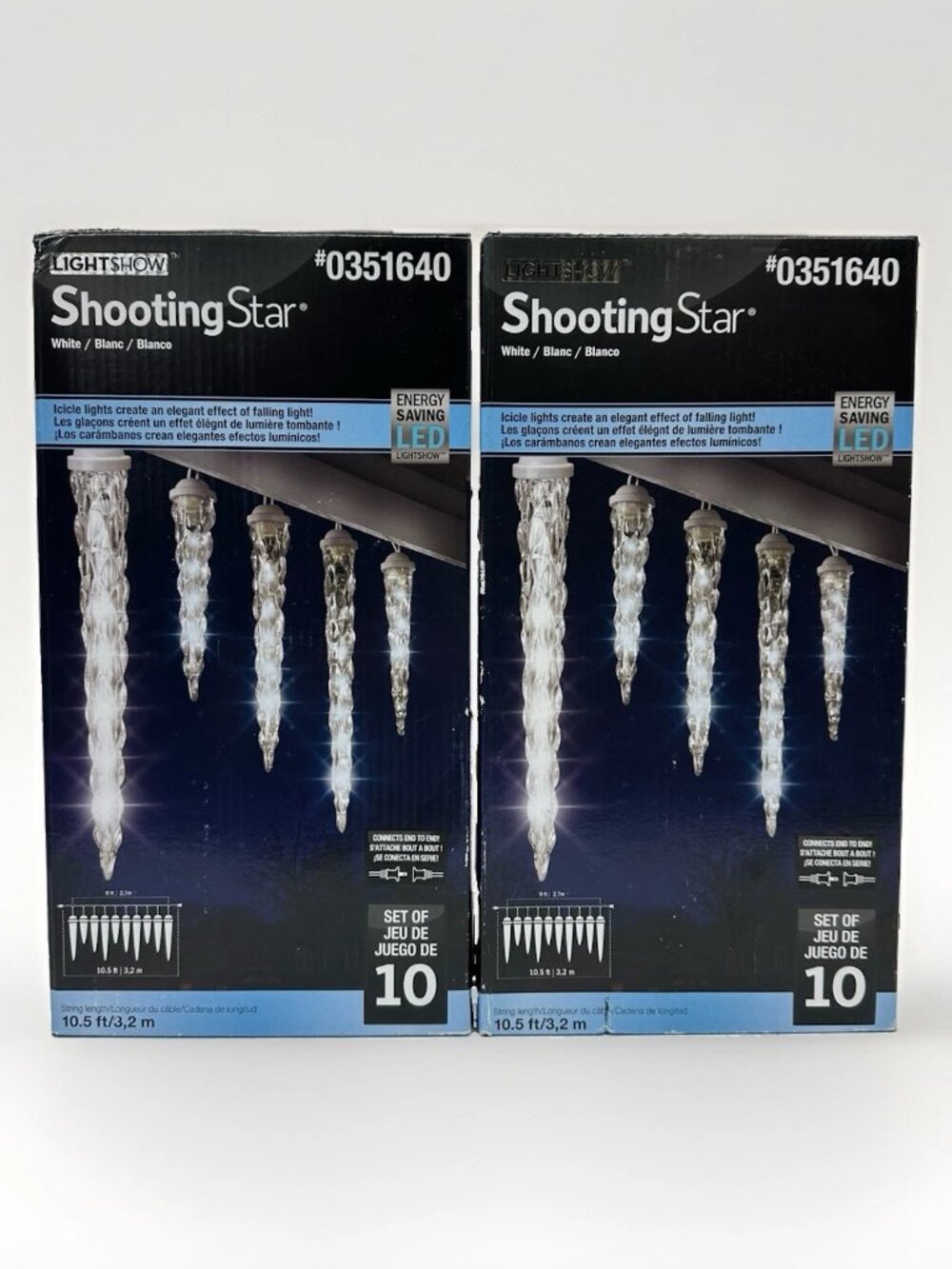 NEW - 2 Boxes - Gemmy LightShow Shooting Star White LED Icicle Lights #0351640